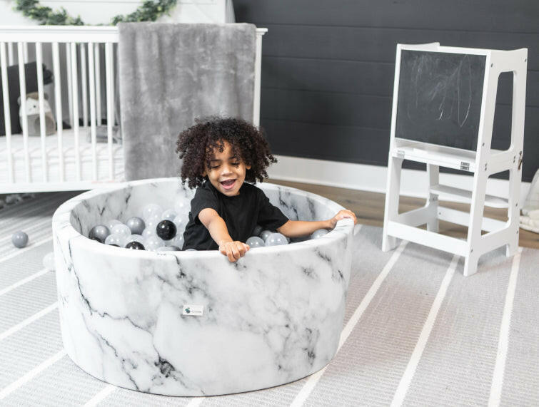 Ball Pit + 200 Pit Balls Little Big Playroom Luxurious Marble - Pearl, Silver, Water Balls