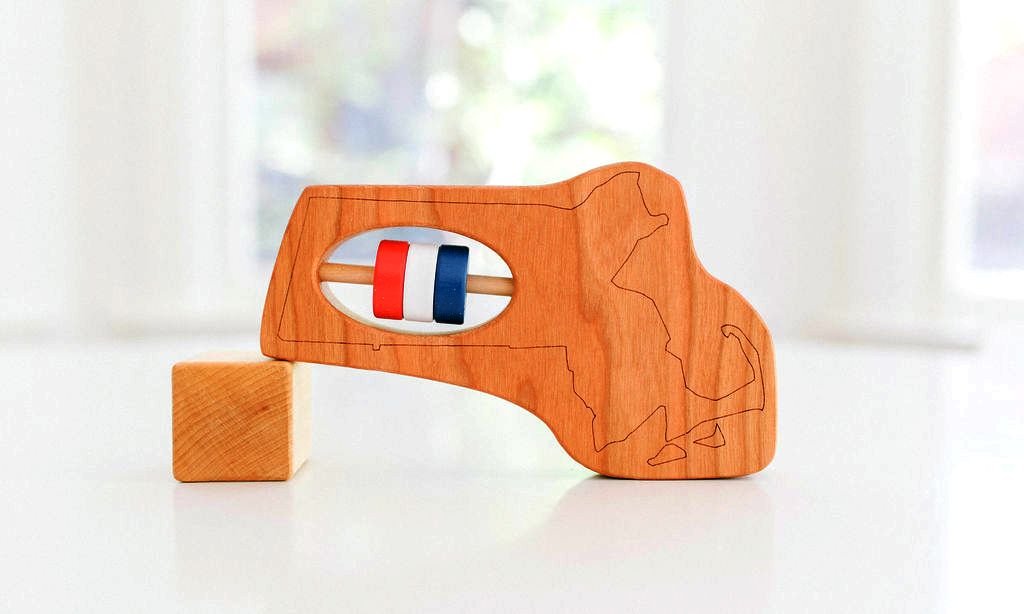 Massachusetts State Wooden Baby Rattle™ Rattles Bannor Toys
