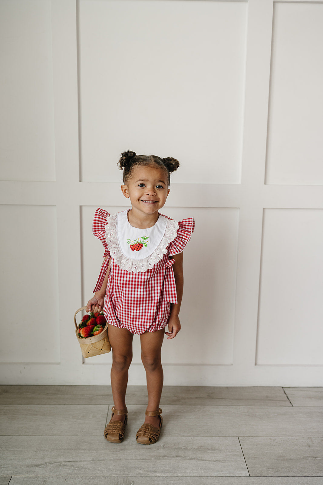 Gingham Strawberry Bubble Romper