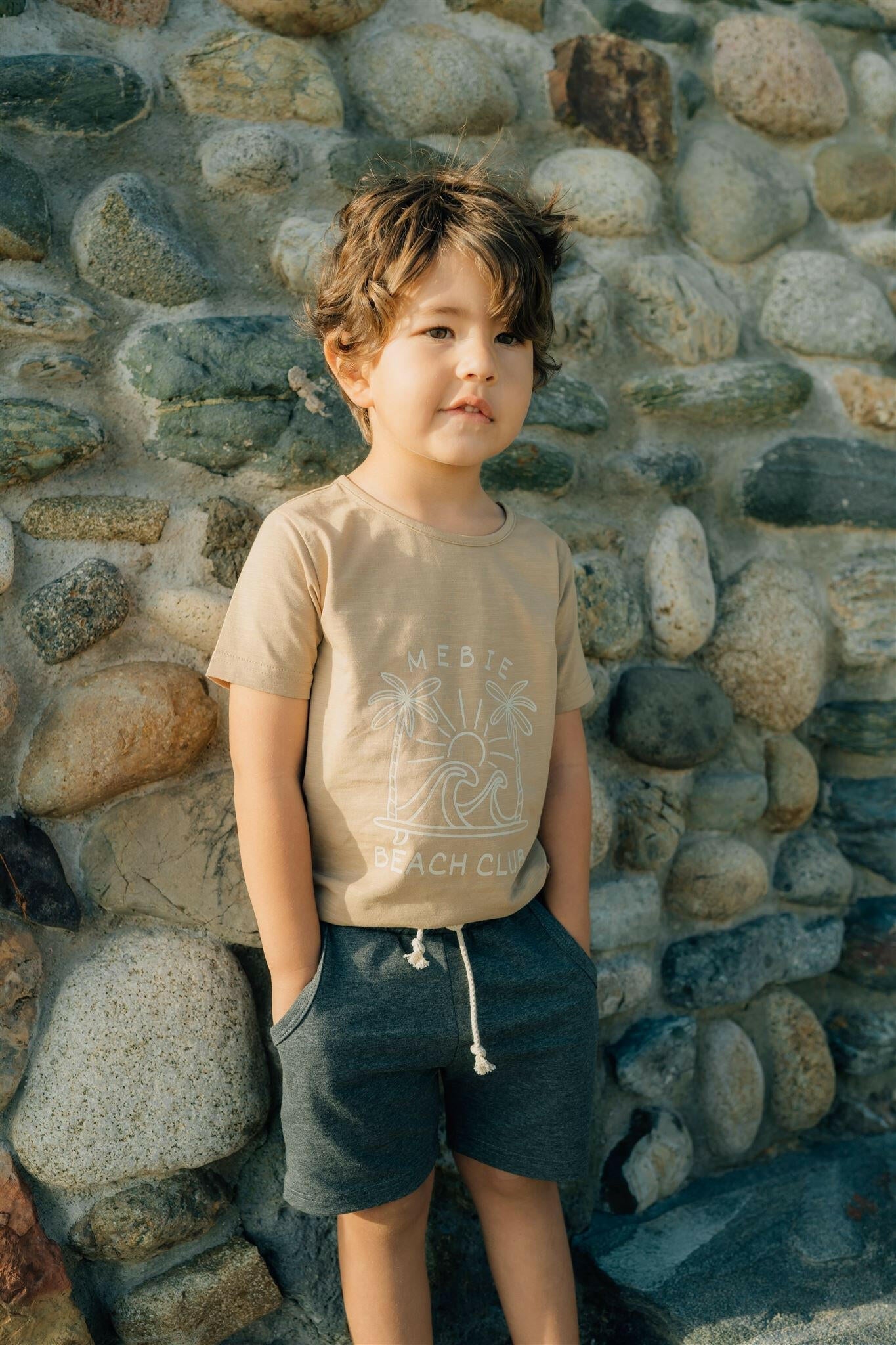 Charcoal Pocket Cotton Shorts Mebie Baby