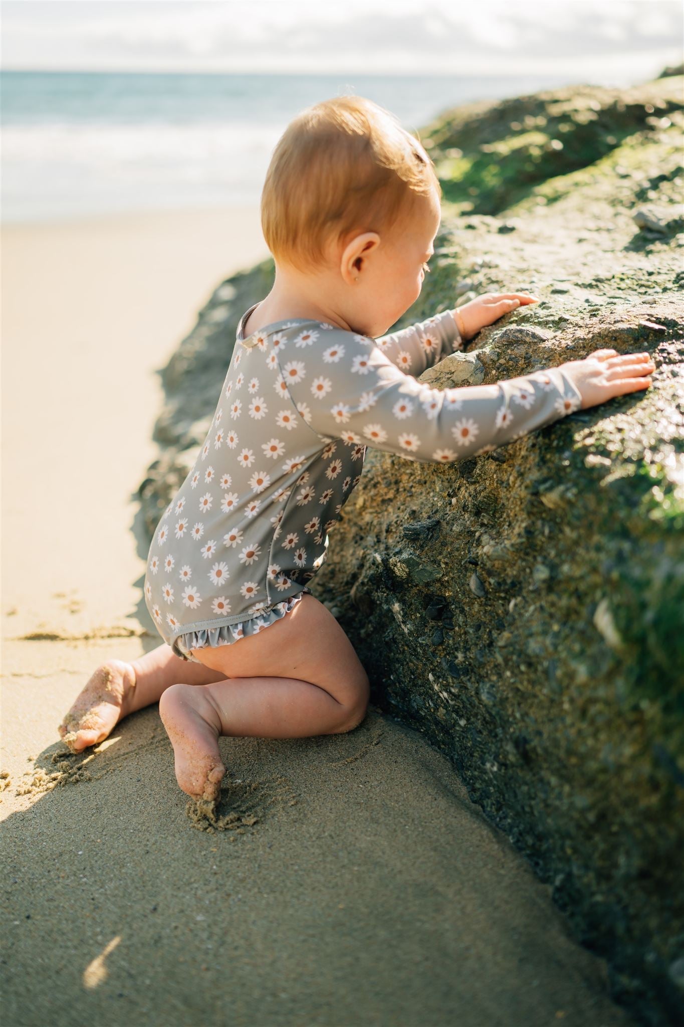 Light Green Daisy Long Sleeve One Piece Mebie Baby