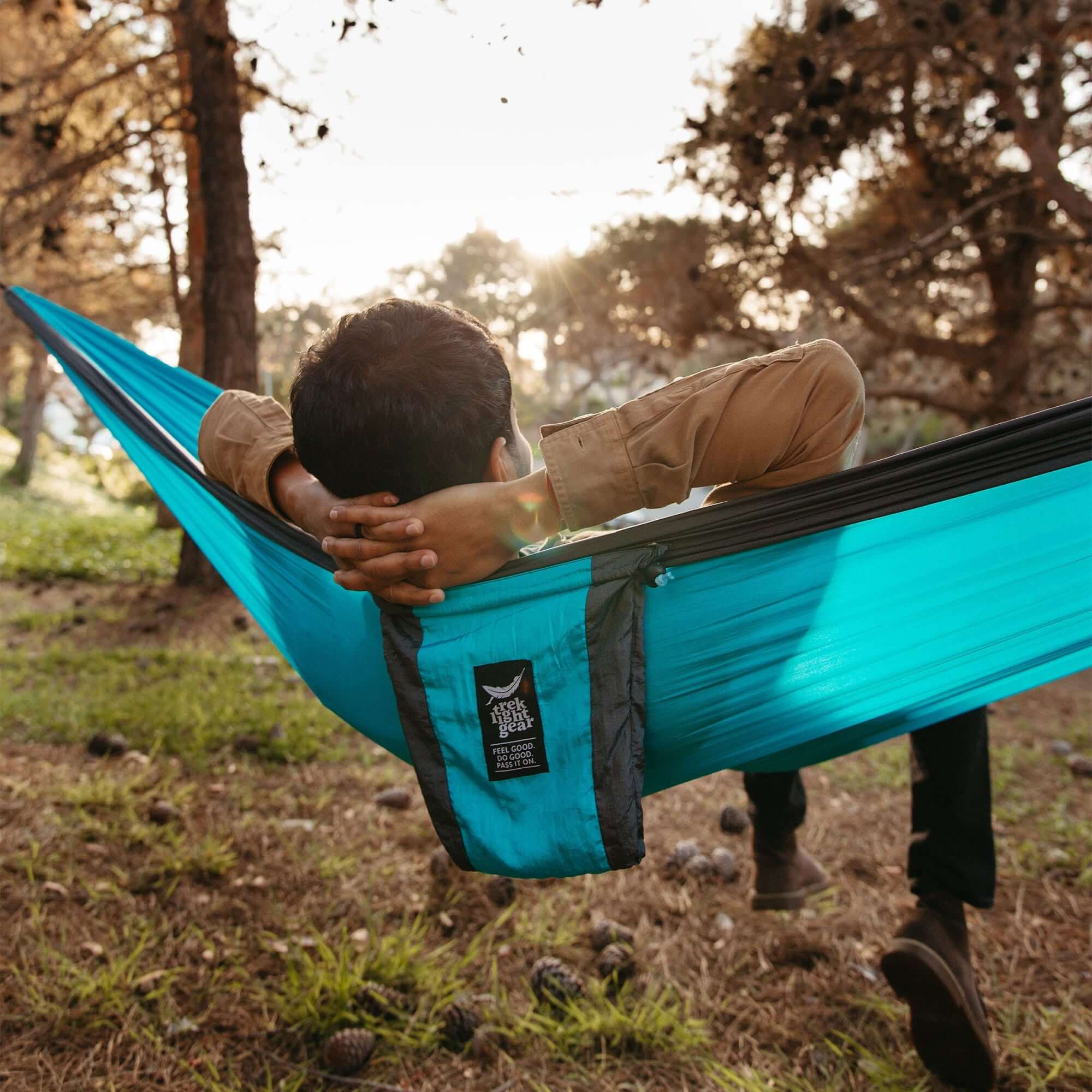 Double Hammock (Aqua & Charcoal) - Hanging Straps Sold Separately