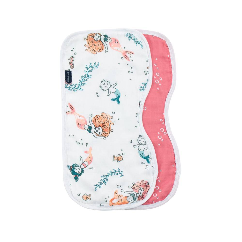 Mermaid + Bubbles Oh So Soft Muslin Burp Cloths Burp Cloths Bebe au Lait