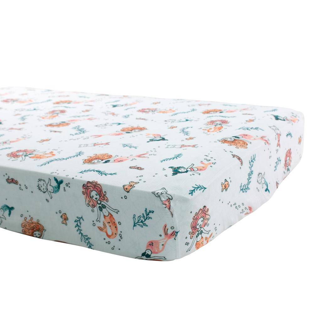 Mermaid Oh So Soft Muslin Crib Sheet Crib Sheet Bebe au Lait