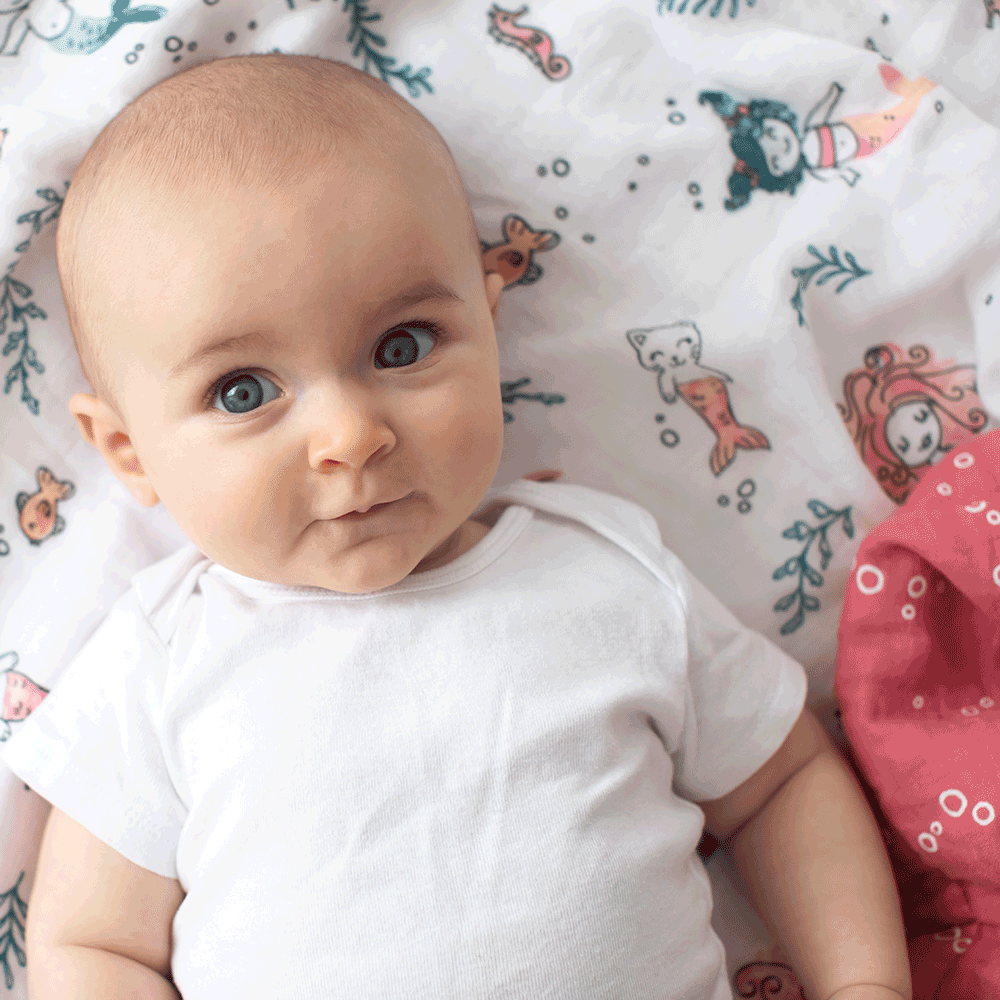 Muslin Swaddle Blanket Set Oh So Soft Mermaid + Bubbles Swaddle Blanket Bebe au Lait