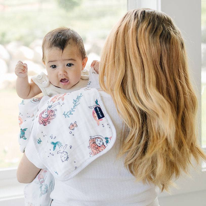 Mermaid + Bubbles Oh So Soft Muslin Burp Cloths Burp Cloths Bebe au Lait