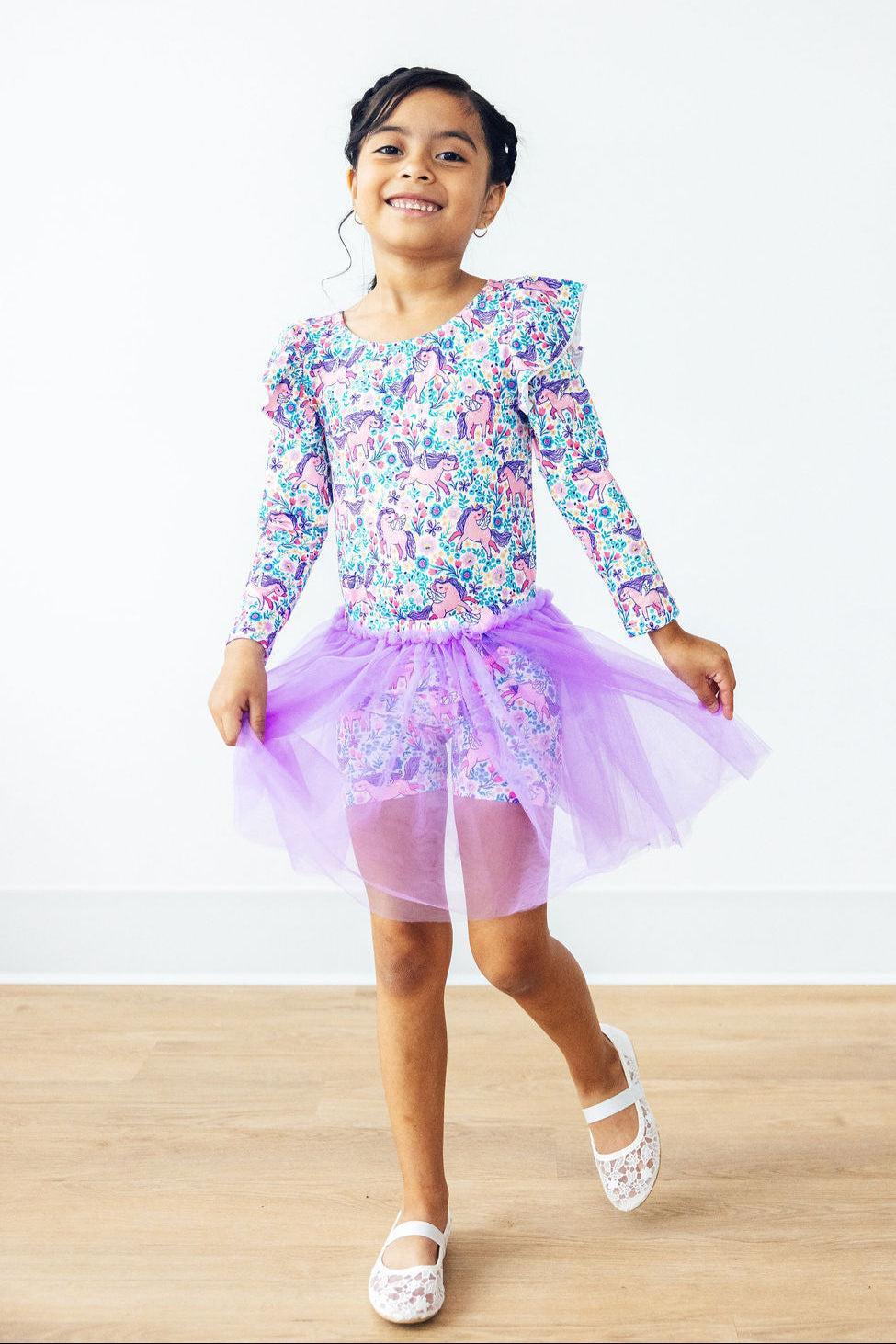 Head in the Clouds L/S Flutter Sleeve Leotard