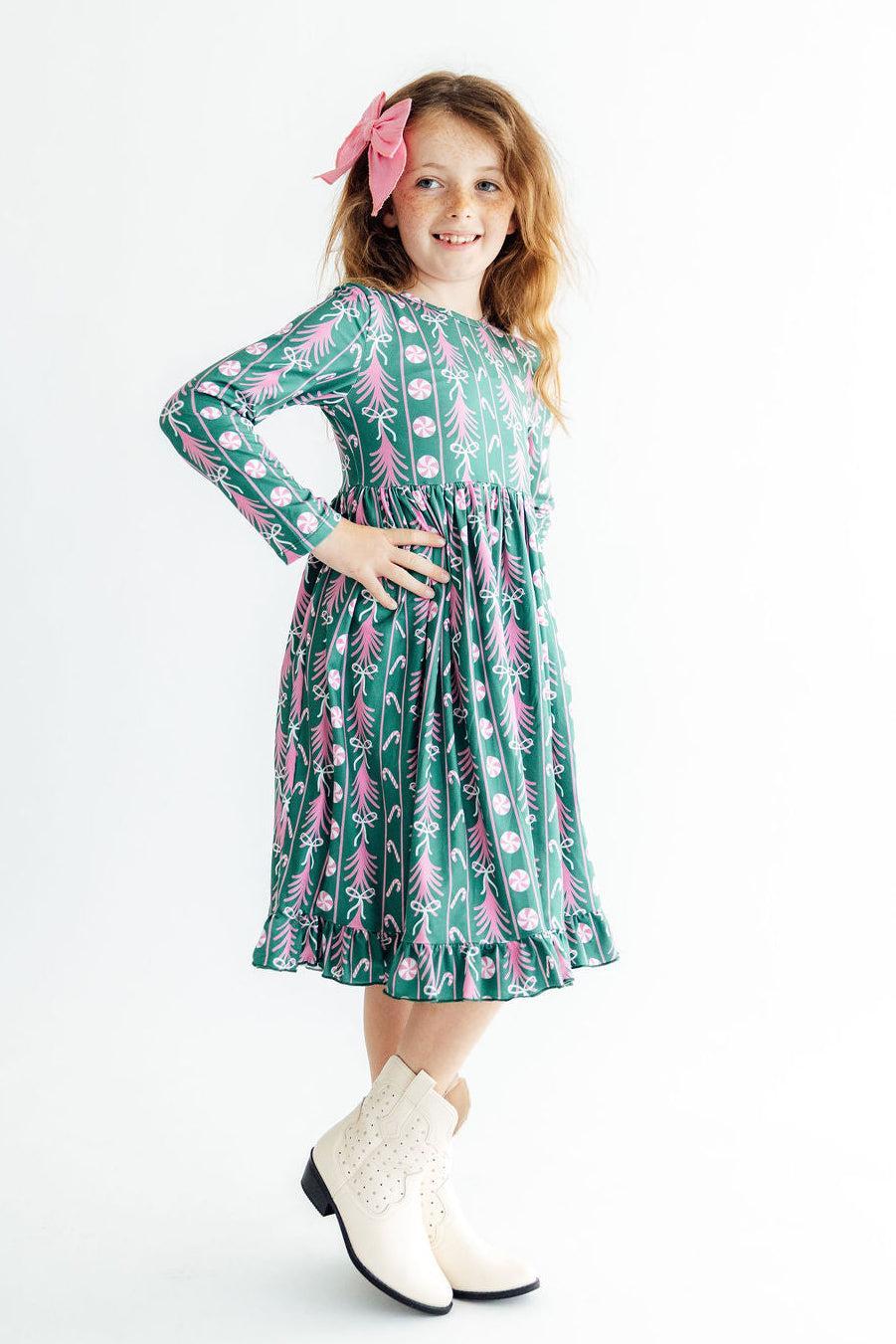 Christmas Treats L/S Ruffle Hem Twirl Dress
