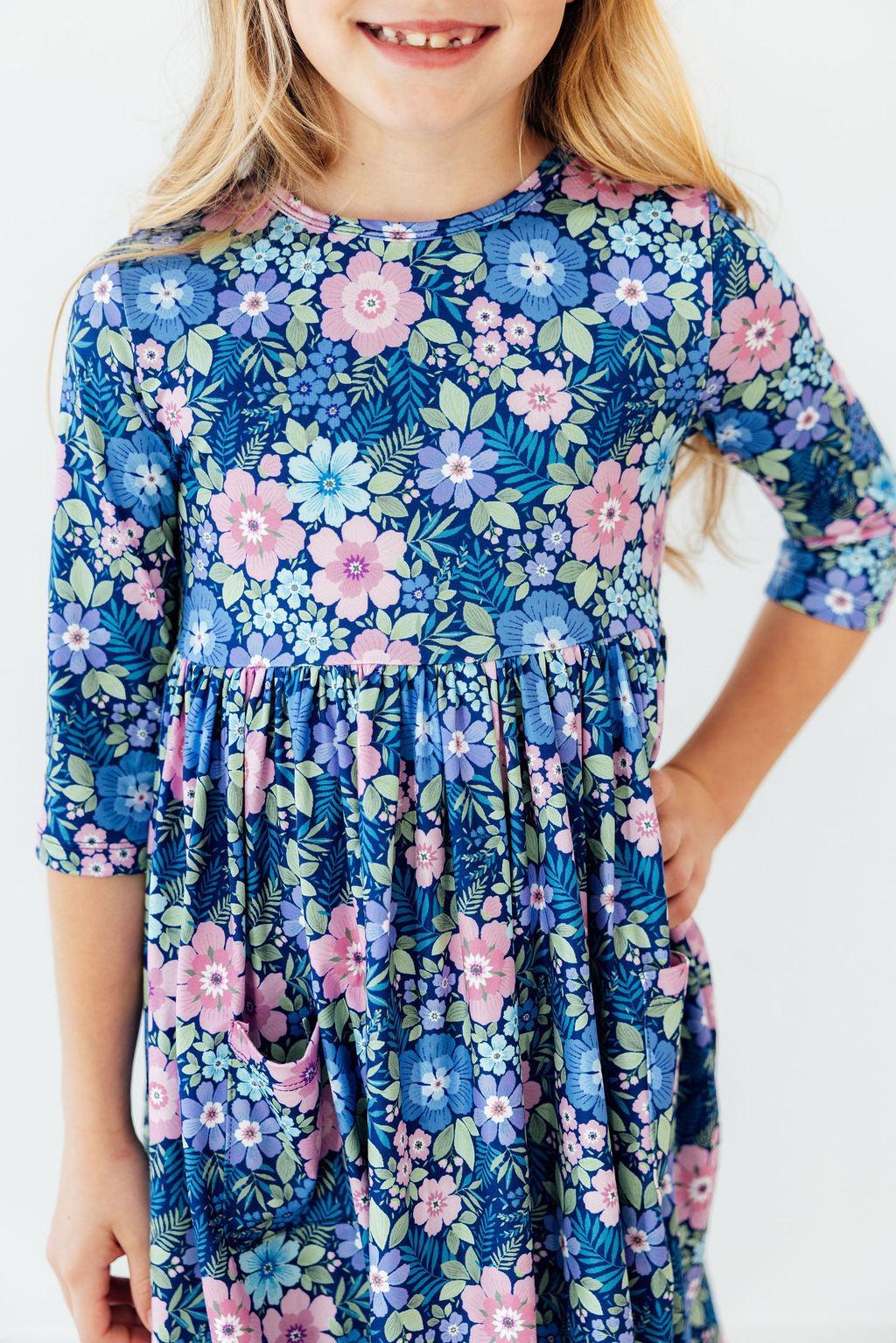 Whimsy 3/4 Sleeve Pocket Twirl Dress