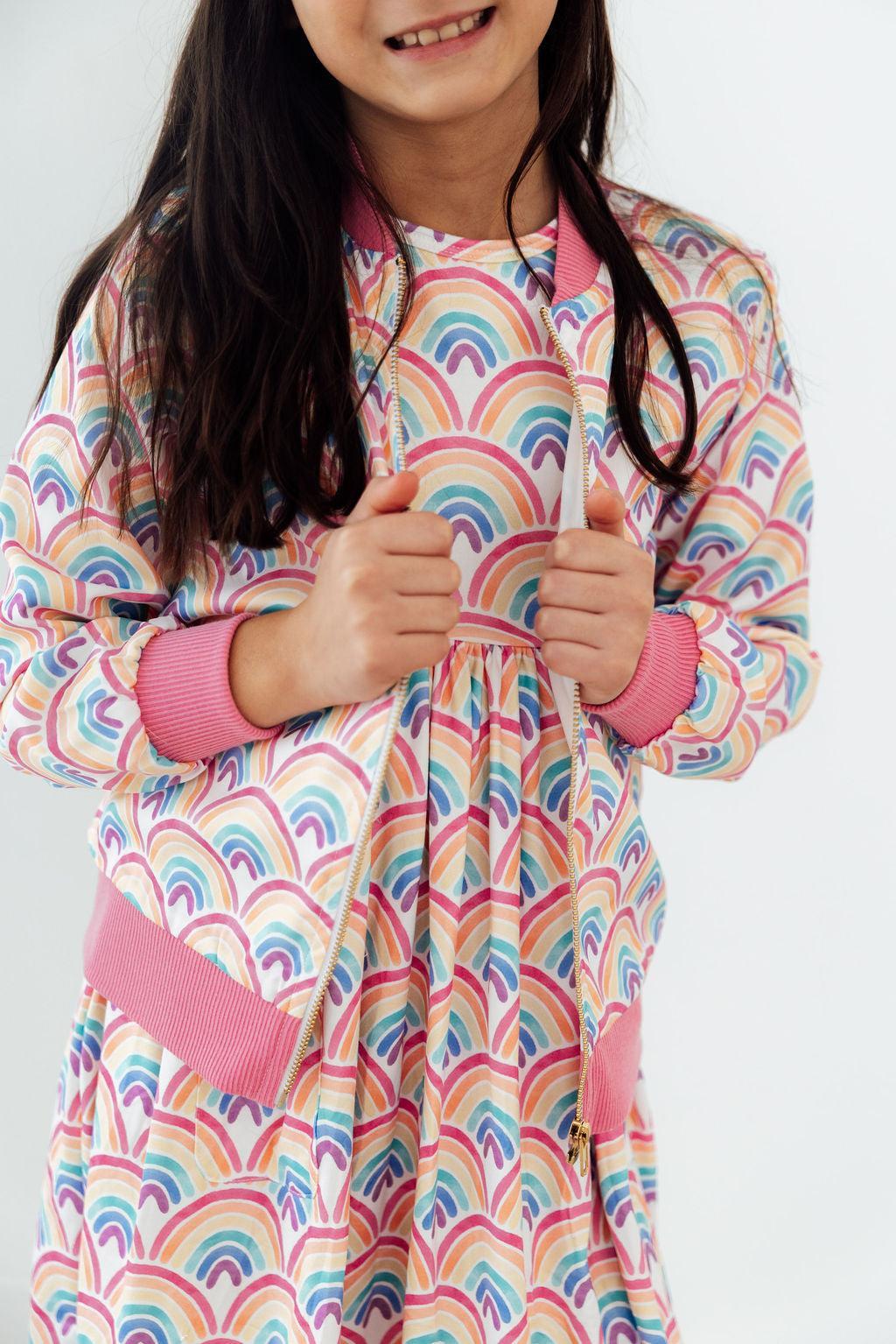 Watercolor Rainbows S/S Pocket Twirl Dress