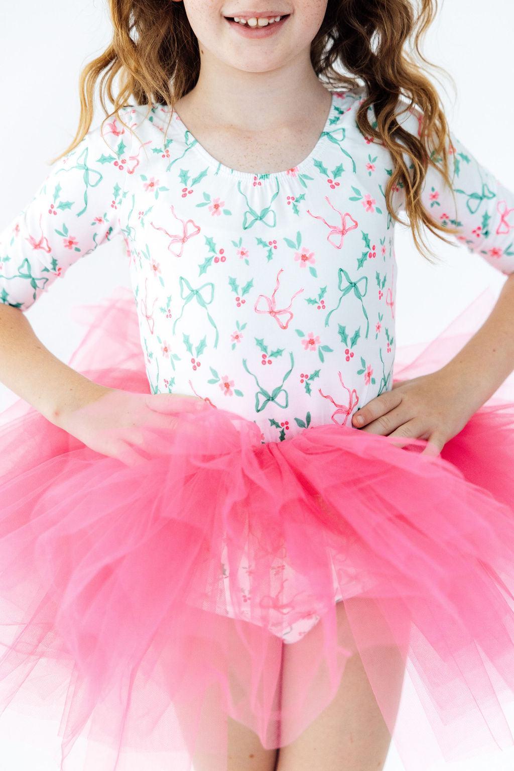 Bows & Mistletoe 3/4 Tutu Leotard