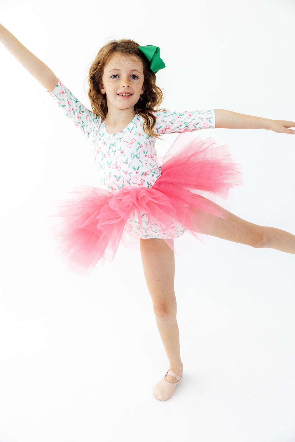 Bows & Mistletoe 3/4 Tutu Leotard
