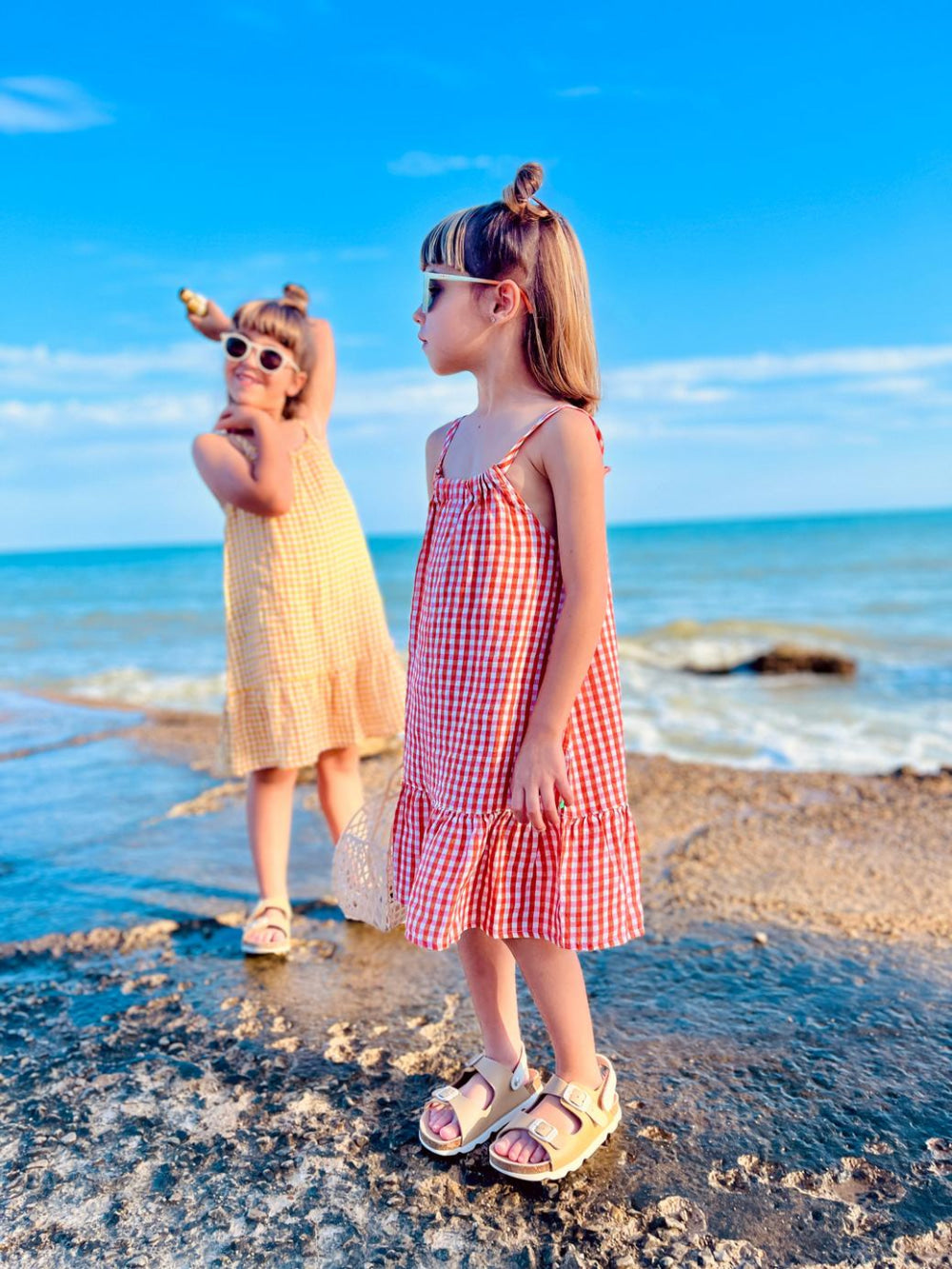 Misty Rose Linen Kid Dress - Natural/misty Rose