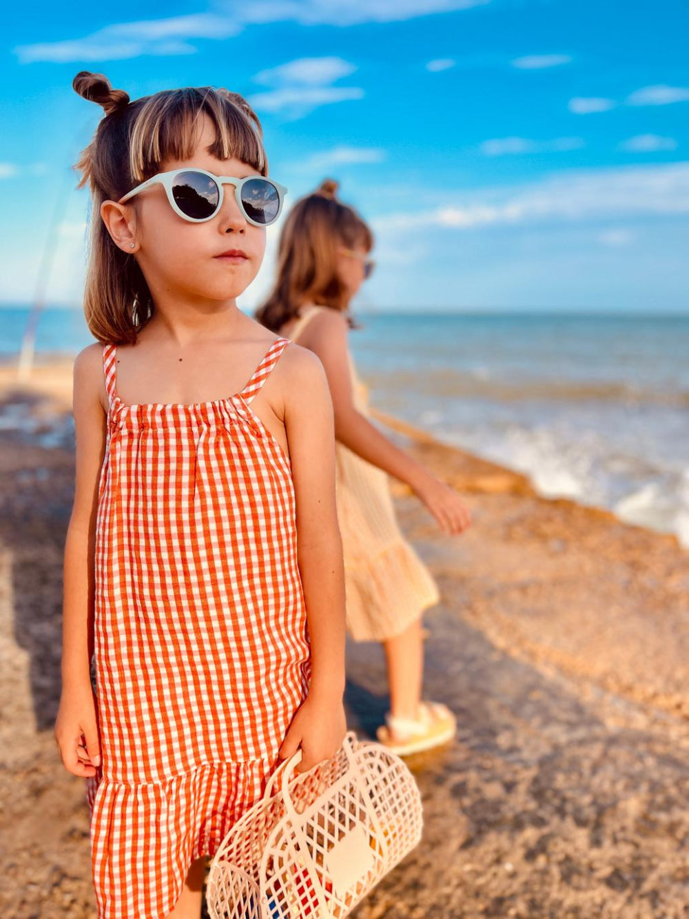 Misty Rose Linen Kid Dress - Natural/misty Rose