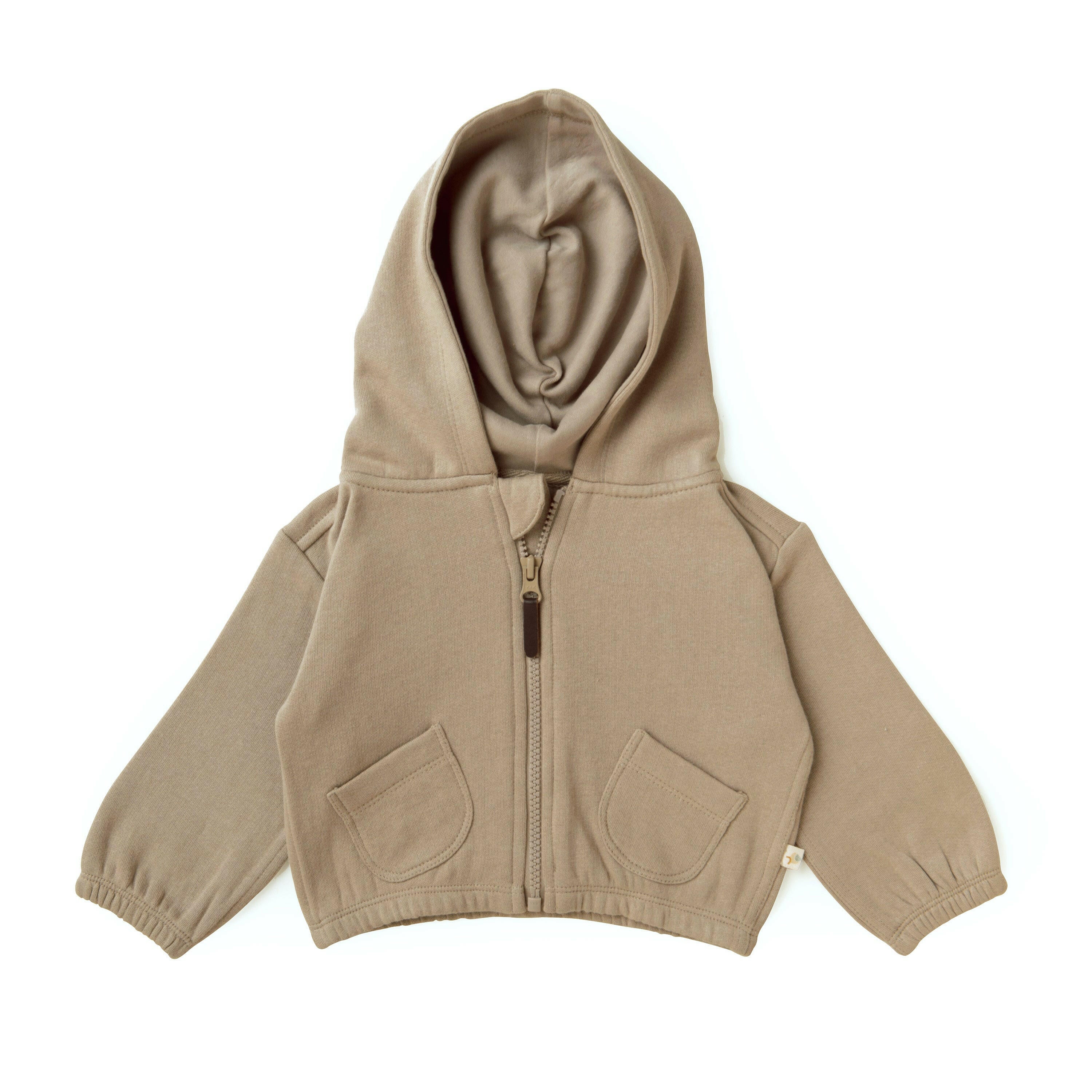 Organic Baby Toddler Hooded Jacket - Mocha Fleece Jacket Makemake Organics