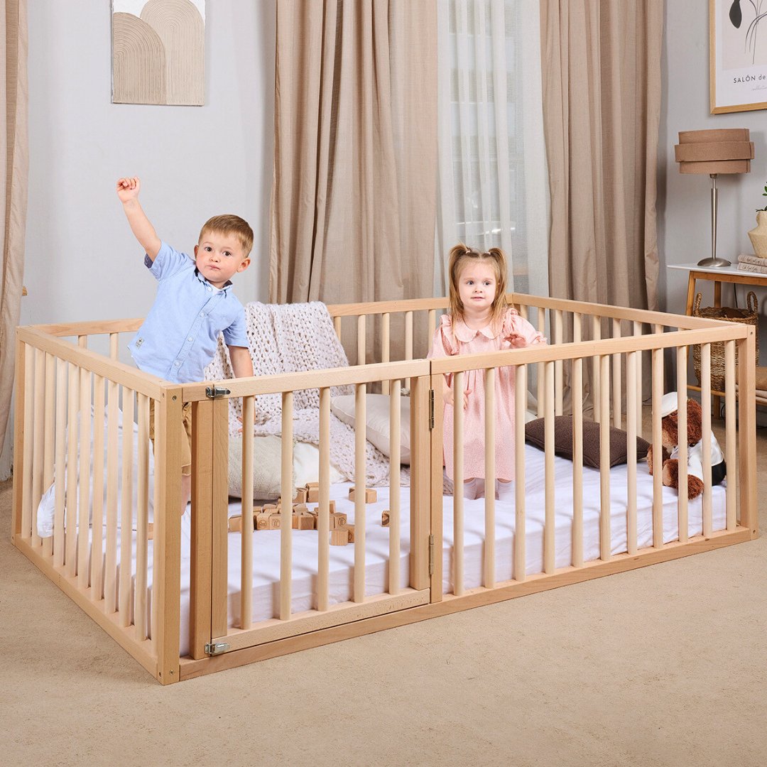 Montessori Floor Bed Frame for Toddlers with Fence (200х120 cm) Beds Goodevas