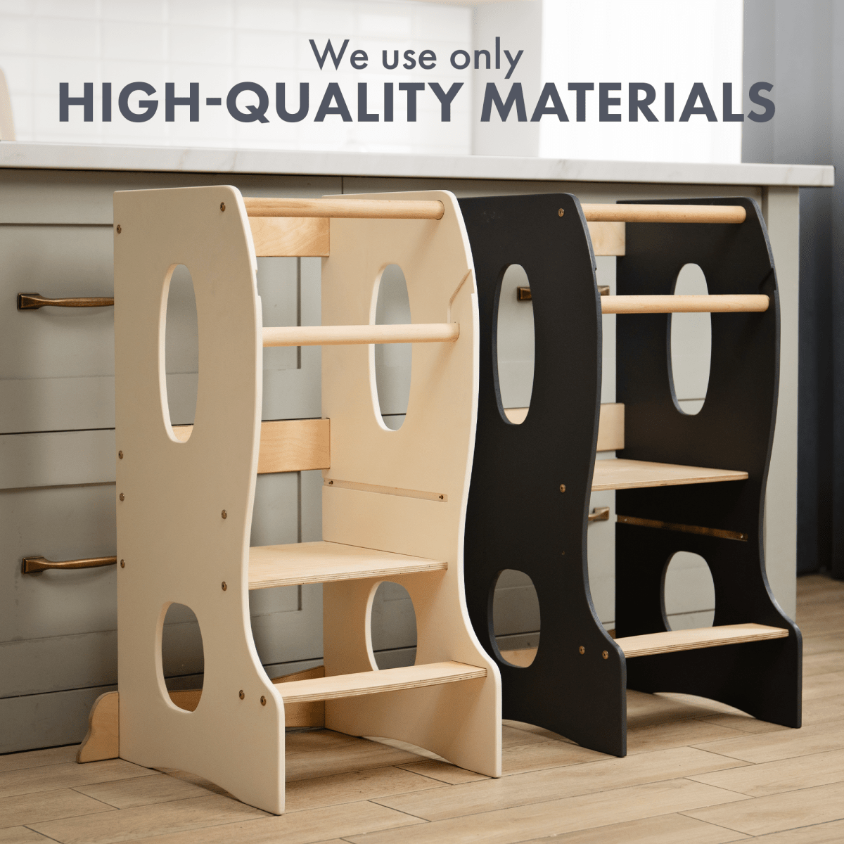 Stable Montessori Tower: Wooden Growing Chair - Ivory