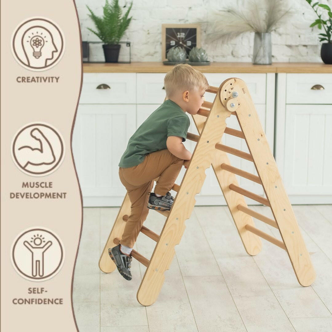 Montessori Triangle Ladder - Handmade Climber for Kids 1-7 y.o. Single Ladders Goodevas
