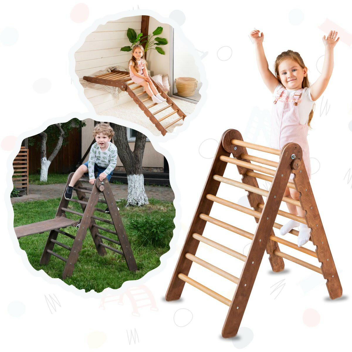 Montessori Triangle Ladder - Handmade Climber for Kids 1-7 y.o. Single Ladders Goodevas Chocolate