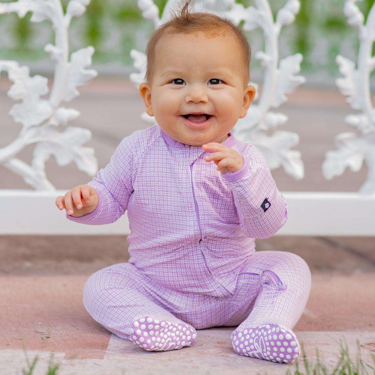 Zipper Footie - Purple Basketweave