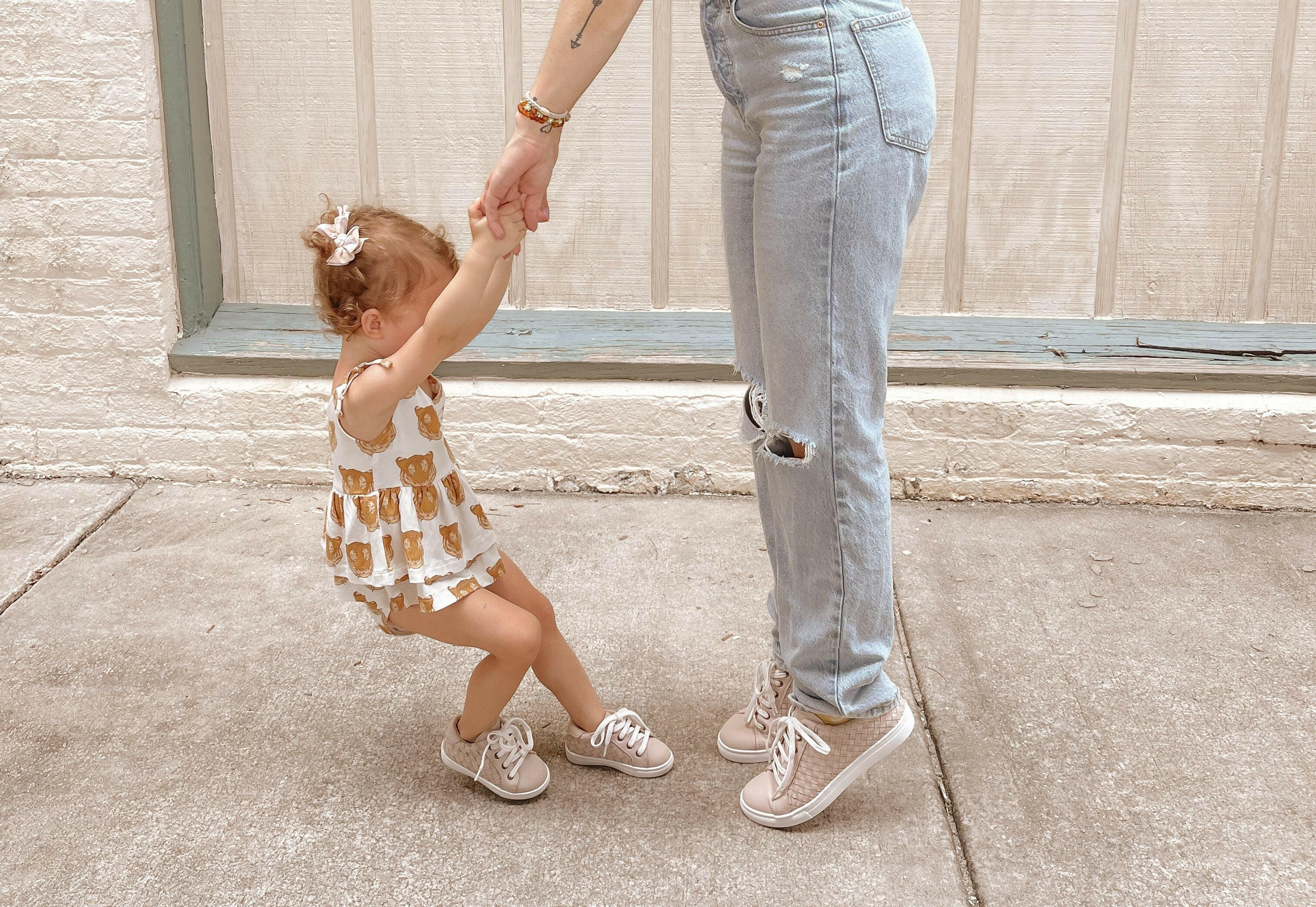 Leather Woven Sneaker | Color 'Dusty Pink' | Women  Consciously Baby