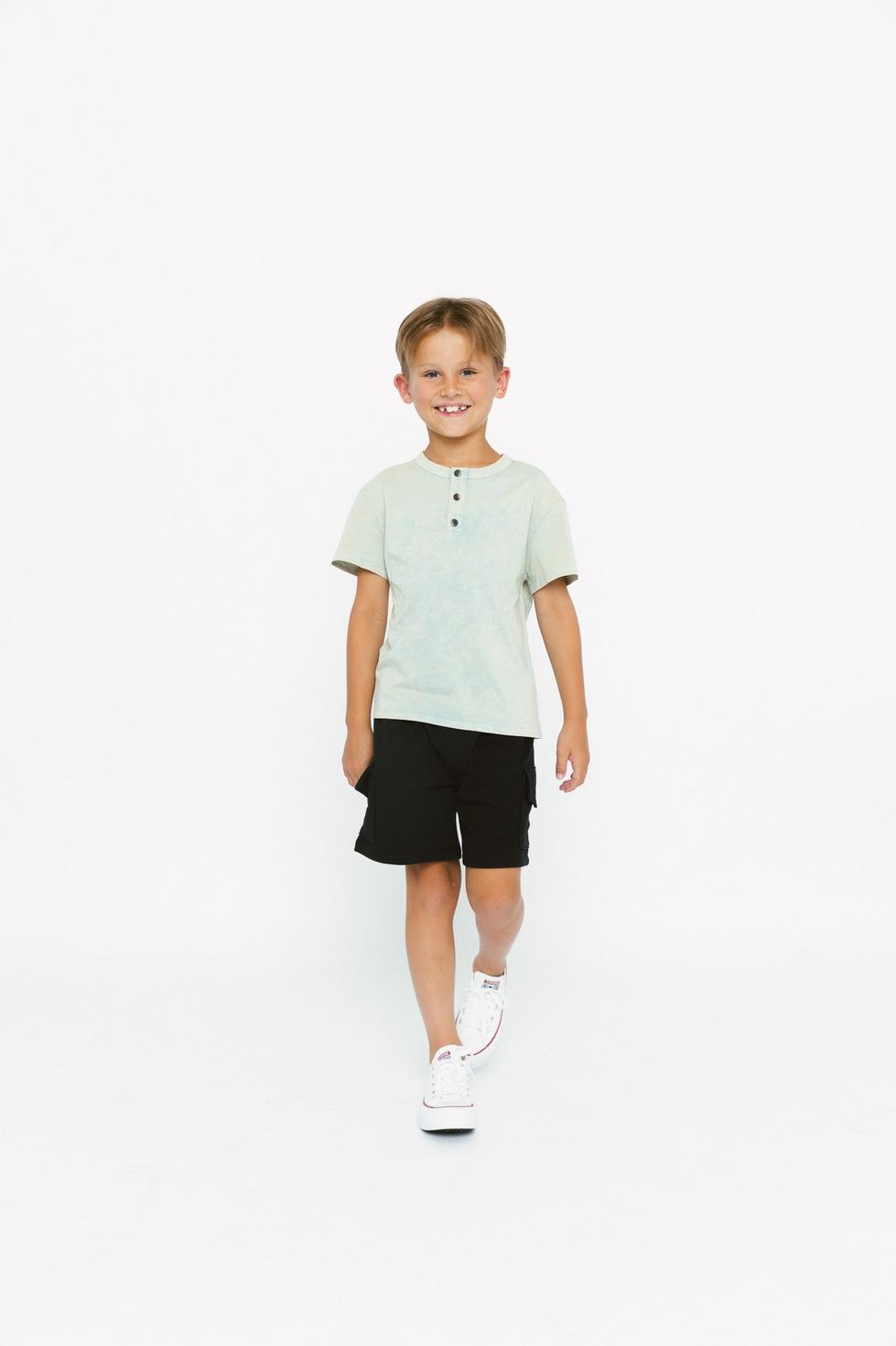 Jersey Henley Tee - Green Wash