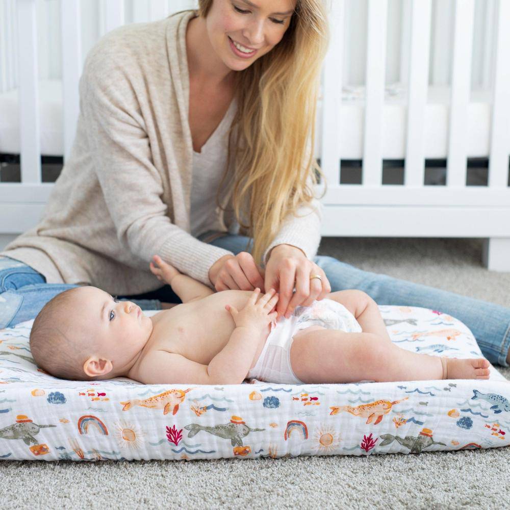 Narwhal Changing Pad Cover Changing Pad Cover Bebe au Lait