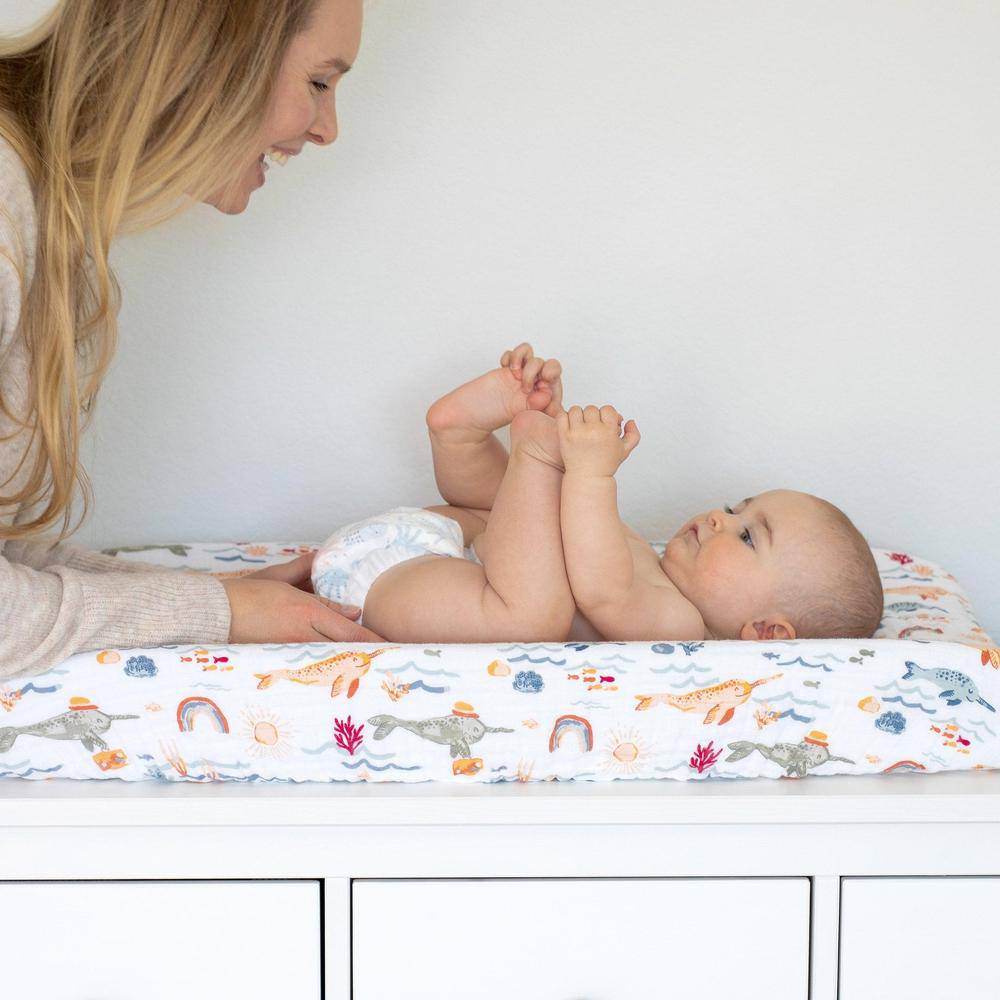 Narwhal Changing Pad Cover Changing Pad Cover Bebe au Lait