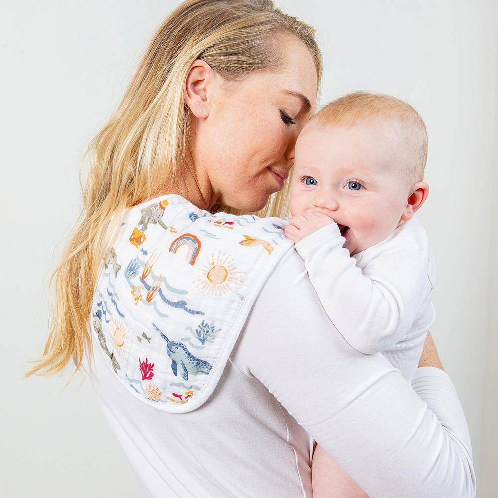 Narwhal + Hello Sunshine Muslin Burp Cloths Burp Cloths Bebe au Lait