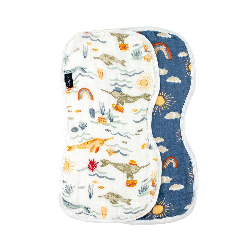 Narwhal + Hello Sunshine Muslin Burp Cloths Burp Cloths Bebe au Lait