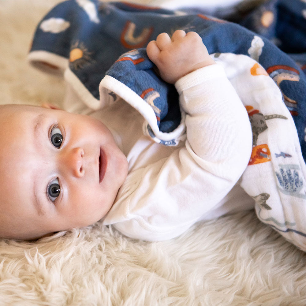 Narwhal + Hello Sunshine Premium Cotton Snuggle Blanket Snuggle Blanket Bebe au Lait