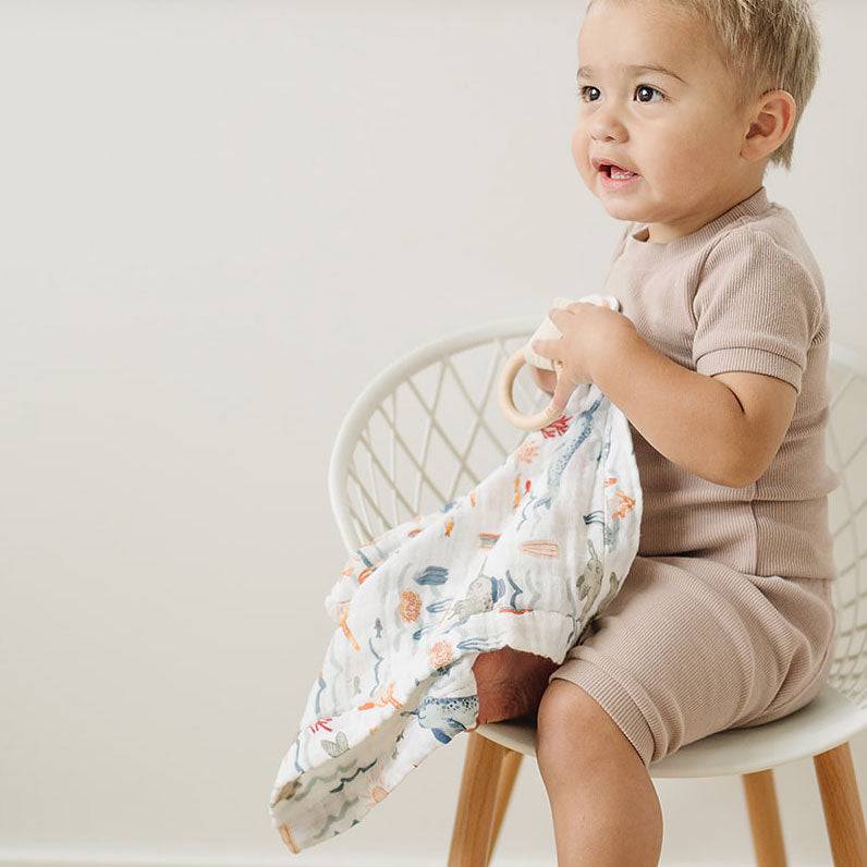 Narwhal Classic Muslin Teether Blanket Teether Blanket Bebe au Lait