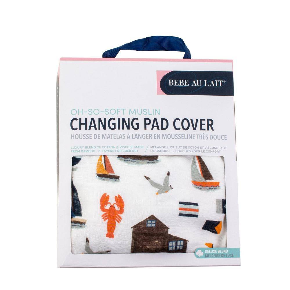 Nautical Oh So Soft Muslin Changing Pad Cover Changing Pad Cover Bebe au Lait