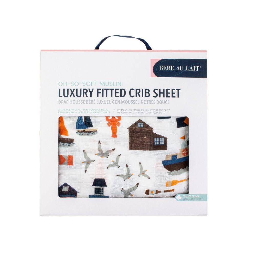 Nautical Oh So Soft Muslin Crib Sheet Crib Sheet Bebe au Lait
