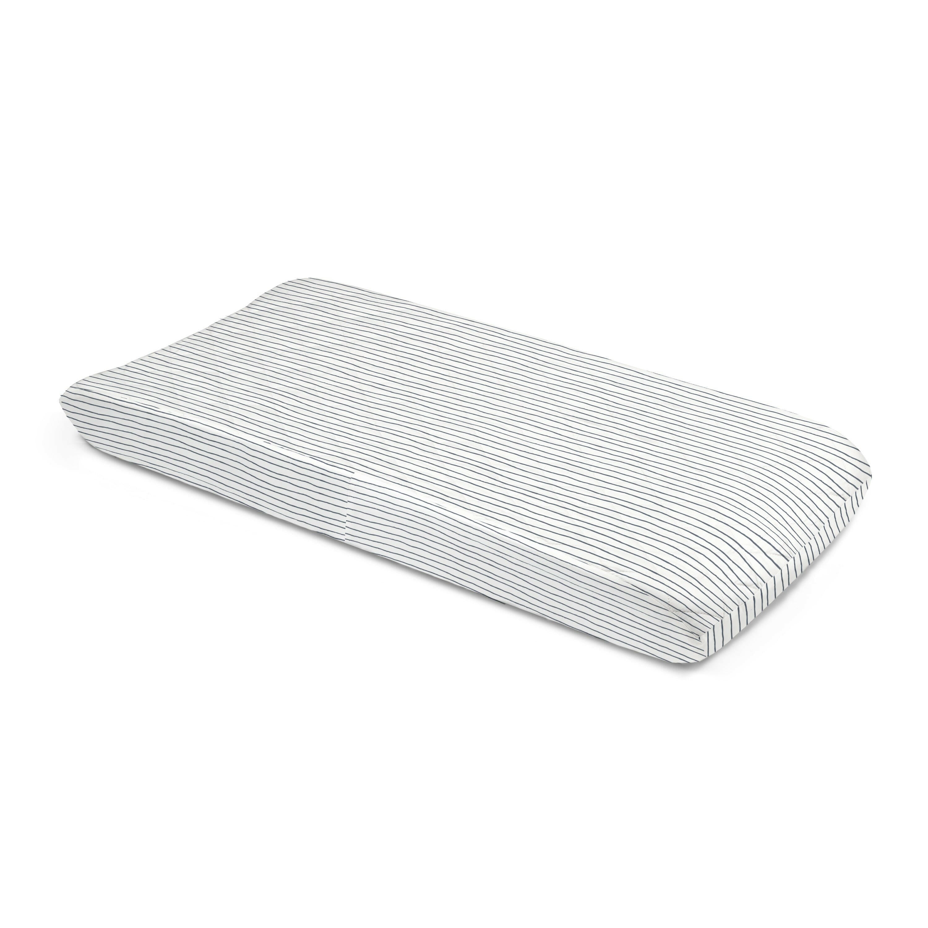 Organic Changing Pad Cover - Navy Stripes Changing Pad Cover Makemake Organics