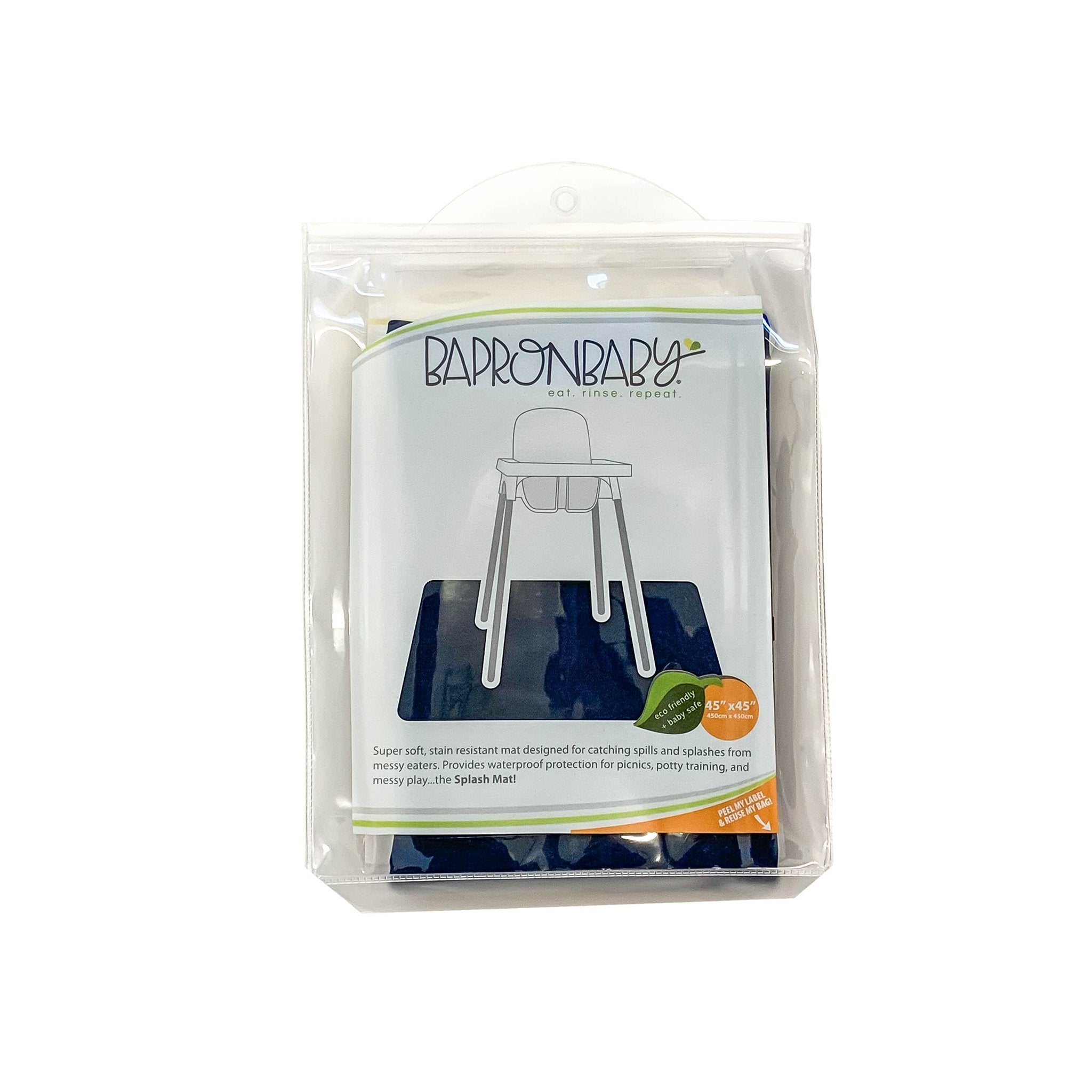 Solid Navy Minimalist Splash Mat - A Waterproof Catch-All for Highchair Spills and More! BapronBaby