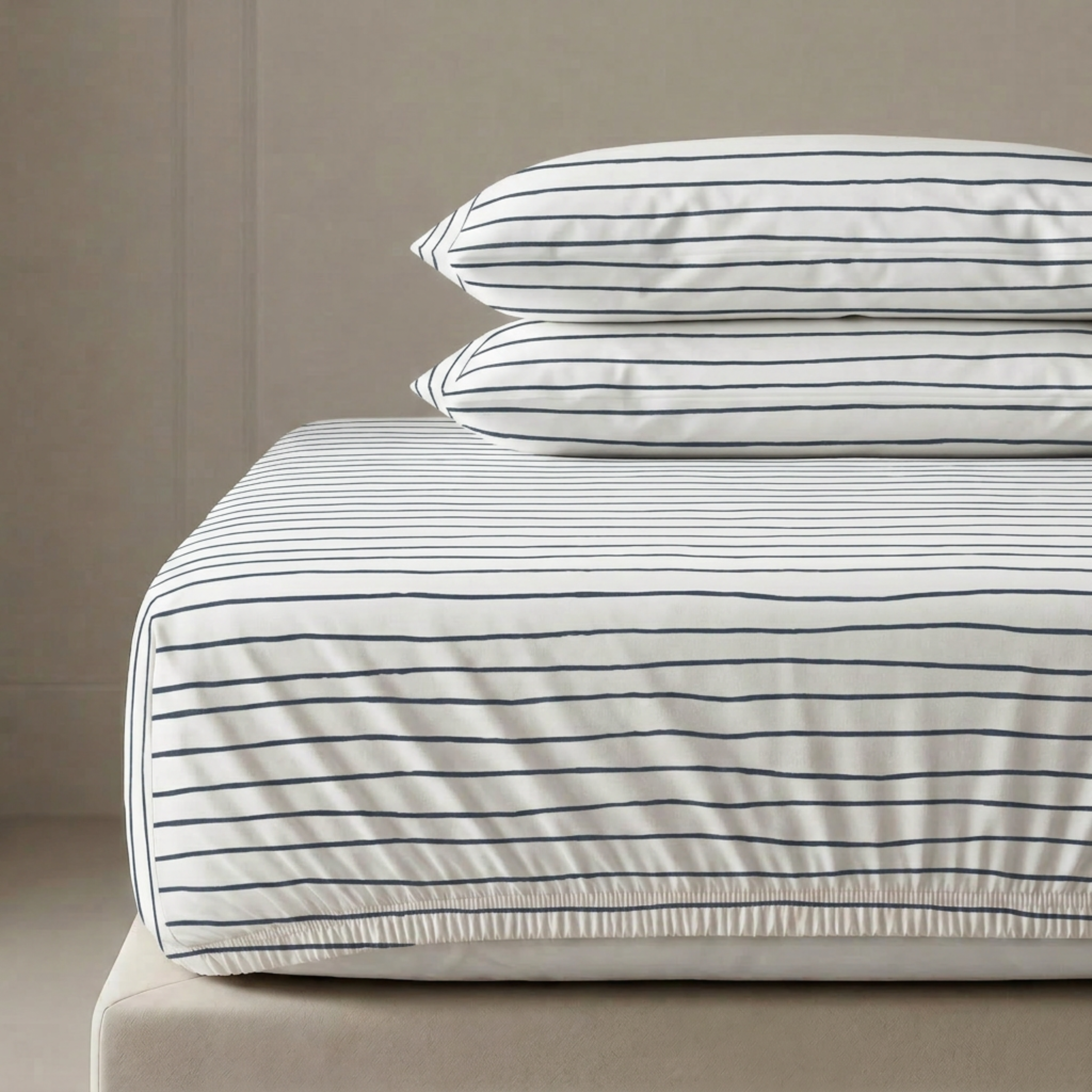 Organic Kids Fitted Sheet - Navy Stripes