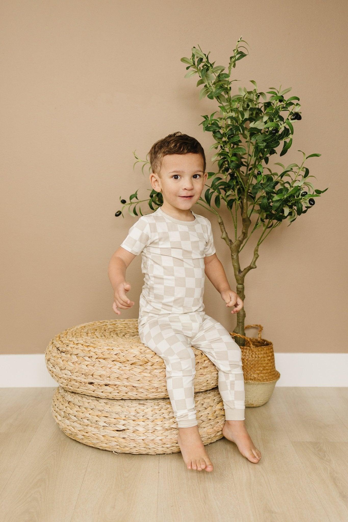Neutral Checker 2pc Bamboo Pajamas