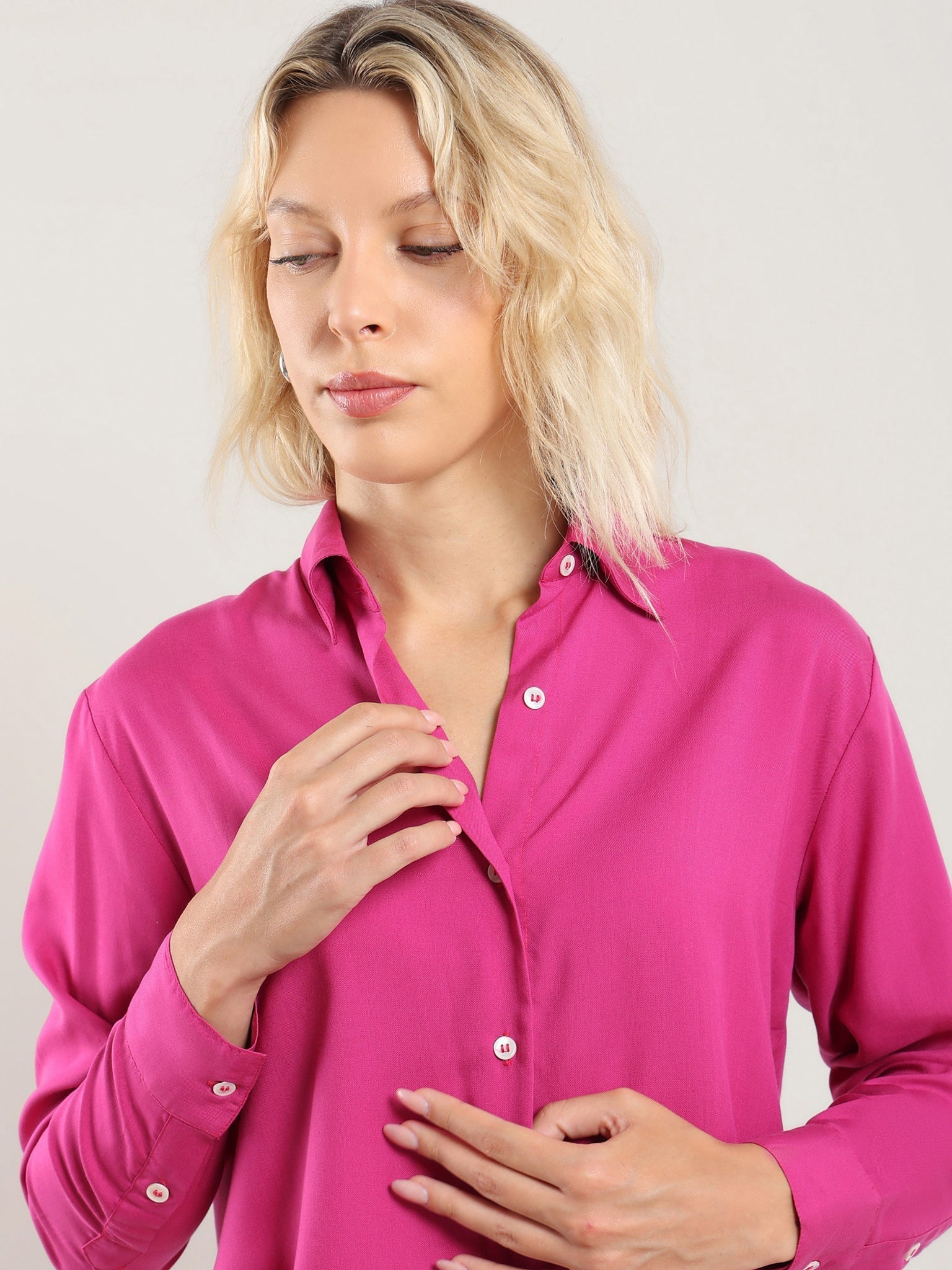 Tencel Button Up - Bougainvillea