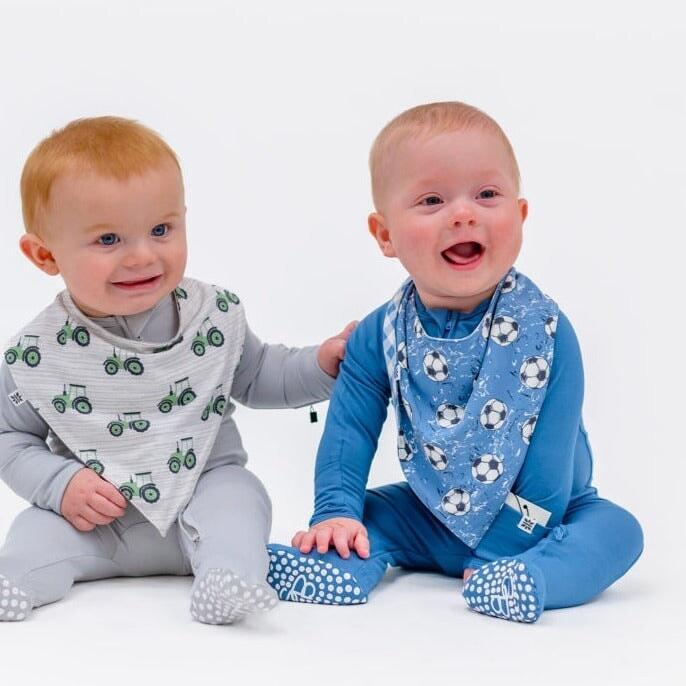 Baby Bib - Soccer Captain/Blue Gingham