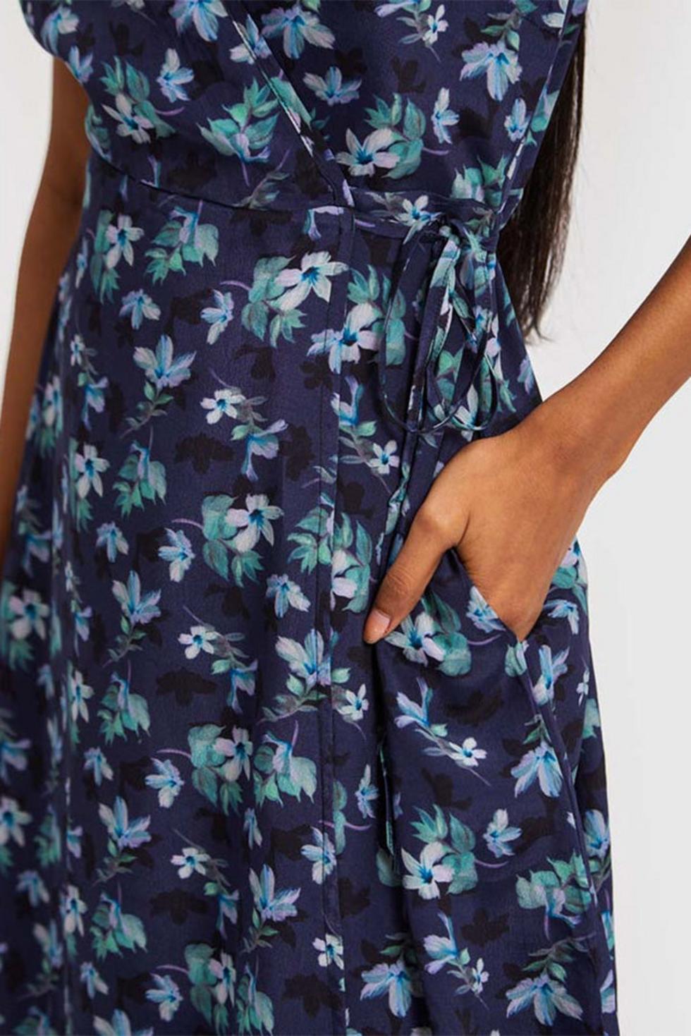 Short Wrap Dress Midnight Florals - Midnight Florals