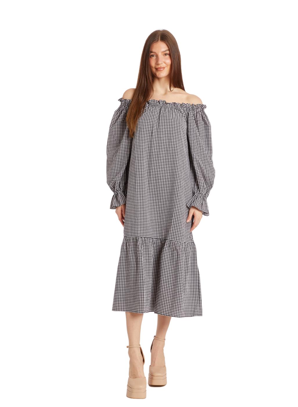 Kennedy Dress - Black Seersucker