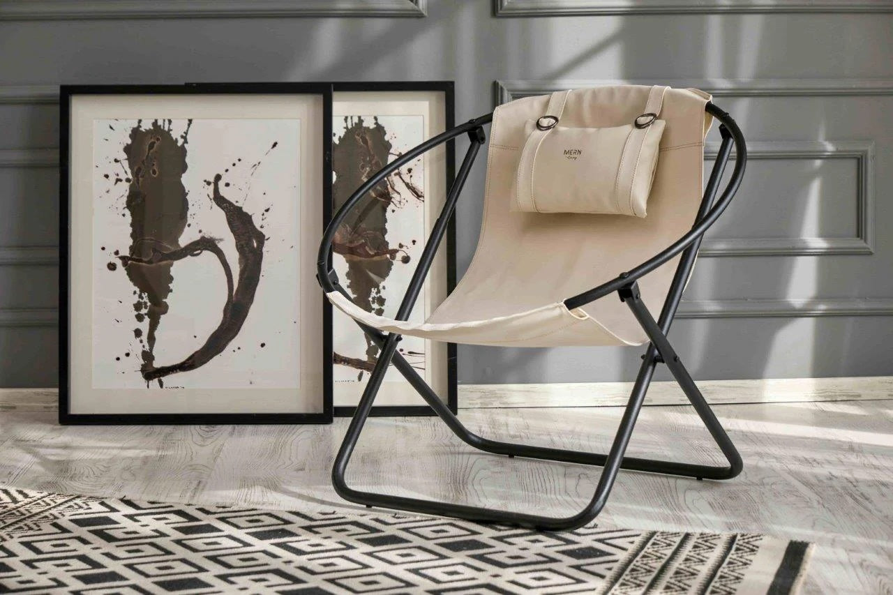 Faux Leather Folding Chair Metal Frame Off White