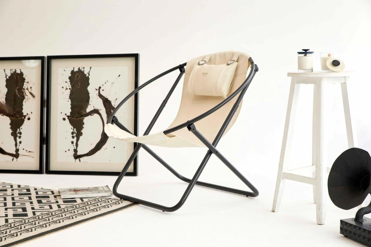 Faux Leather Folding Chair Metal Frame Off White