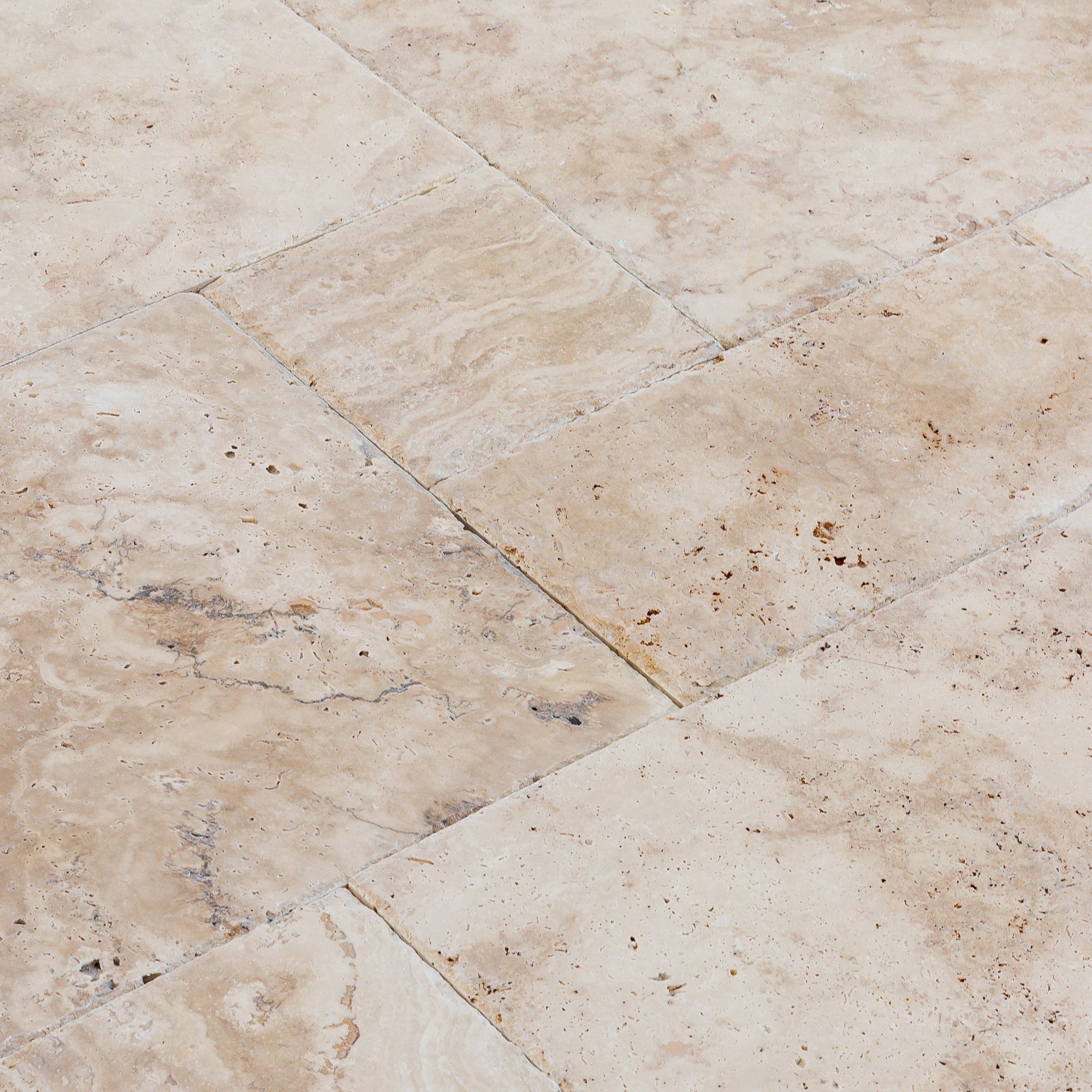 Olympus Beige Travertine Tiles 4 sized Pattern Brushed and Chiseled - Belair Collection