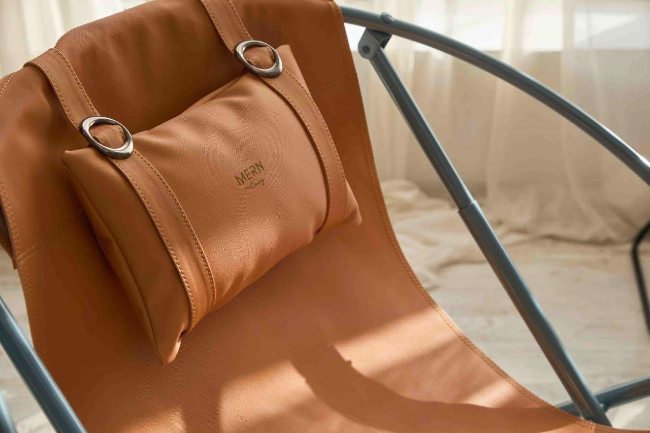 Faux Leather Folding Chair Metal Frame Orange