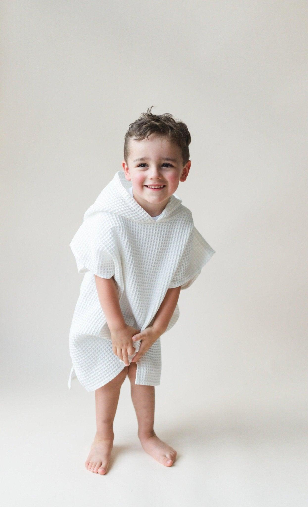 Organic Cotton Kids Waffle Beach Towel Poncho - more colors