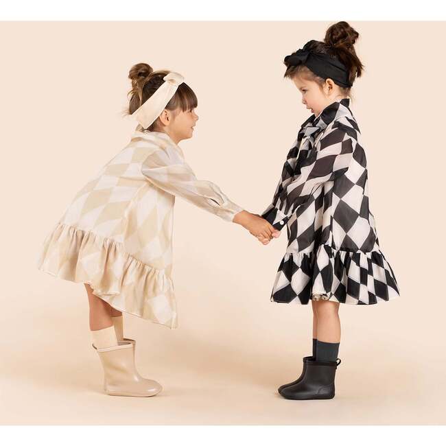 Girls Hi-Low Organza & Terry Dress - Black