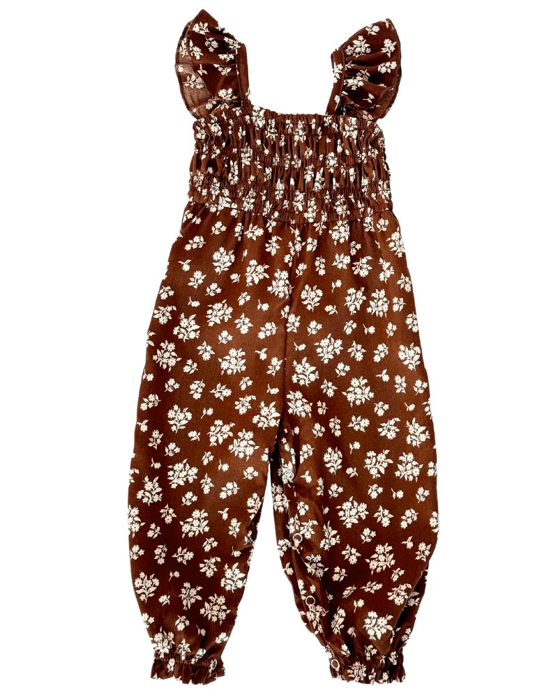 Paisley Smocked Ruffle Jumpsuit - Russet Floral