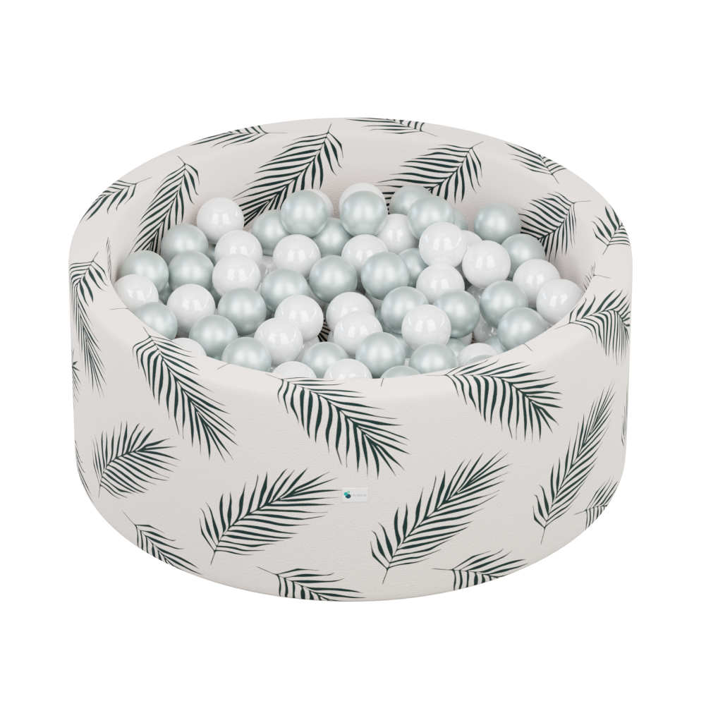 Ball Pit + 200 Pit Balls Little Big Playroom Boho Palm Ball Pit - Porcelain and Pearl Balls